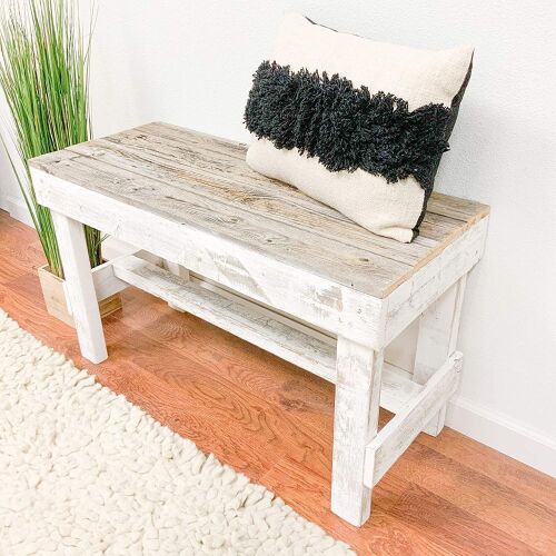 Del Hutson Barnwood Bench - Natural/White - Lot 344