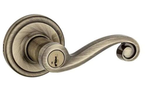 Kwikset Lido Antique Brass Keyed Entry Door Handle Featuring SmartKey - Lot 444