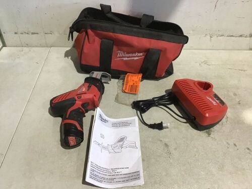 Milwaukee M12 FUEL 12V Lithium-Ion Brushless Cordless HACKZALL Reciprocating Saw Kit w/ One 4.0Ah Batteries Charger & Tool Bag - Lot 466
