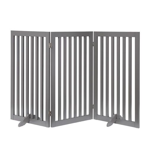 Flat Wooden Freestanding Dog Gate - Gray 20"-60"x36" - Lot 534