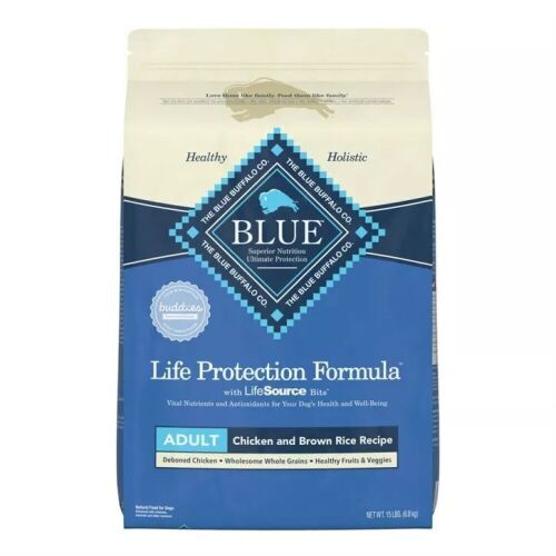 15lb Bag Blue Buffalo Dry Dog Food - Chicken & Brown Rice Recipe - Lot 551