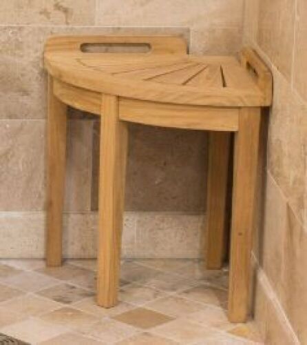 Belham Living Teak Corner Shower Stool - Natural - Lot 575