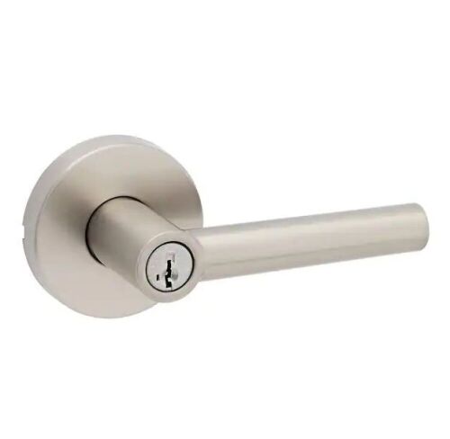 Kwikset Milan Satin Nickel Keyed Entry Door Lever featuring SmartKey Security - Lot 695