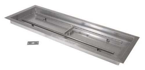 36"x12" Rectangular Fire Pit Burner w/ Pan, Stainless Steel - Lot 1091