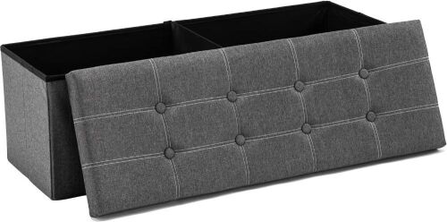 43" Linen Fabric Storage Ottoman - Lot 1101