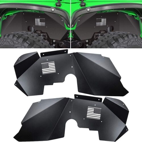 Front Inner Fender Liners for Jeep Wrangler JK JKU 4WD 2007-2018 US Flag Logo - Lot 323