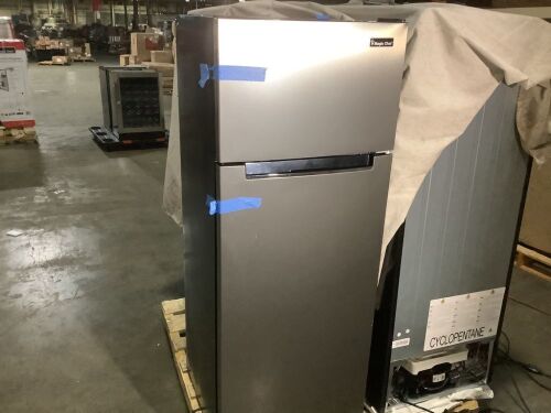 Magic Chef Refrigerator - Platinum Steel, 7.3 cu. ft., 21.5"x21.5"x55" - Cosmetic Damage - Lot 378