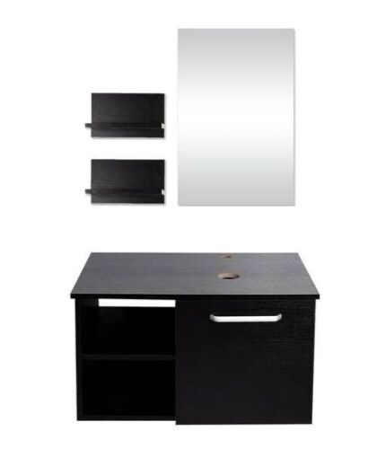 28 in. W x 18-1/2 in. D x 16 in. H Bath Vanity Cabinet without Top with Mirror in Black - Lot 282