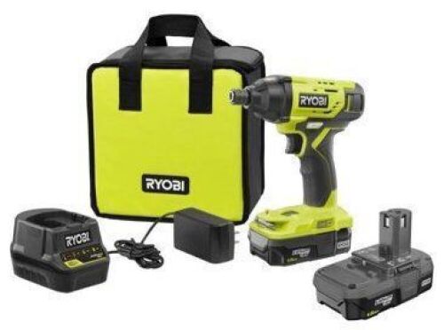 Ryobi ONE+ 18V Lithium-Ion Cordless 1/4" Impact Driver Kit with (2) Batteries, Charger, and Bag - Lot 44
