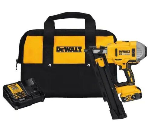 DEWALT 20-Volt MAX XR Lithium-Ion Cordless Brushless 2-Speed 21° Plastic Collated Framing Nailer with 4Ah Battery and Charger - Used - Lot 60