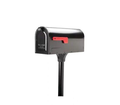 MB1 Black, Medium, Steel, Post Mount Mailbox and 2 in. In-Ground Post Kit - Lot 132