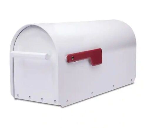 Sequoia White, Large, Steel, Heavy Duty Post Mount Mailbox - Lot 205