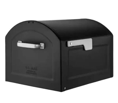 Centennial Black, Extra Large, Steel, Post Mount Mailbox with Premium Silver Handle and Flag - Lot 442