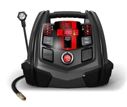 Schumacher Pro Automotive 12-Volt 1200 Peak Amp Jump Starter and Portable Power Station with 100-PSI Air Compressor - Lot 97