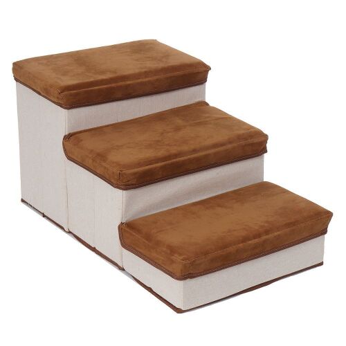 Foldable Pet Steps, Removable Washable Carpet Treads, 3 Steps  - Lot 887