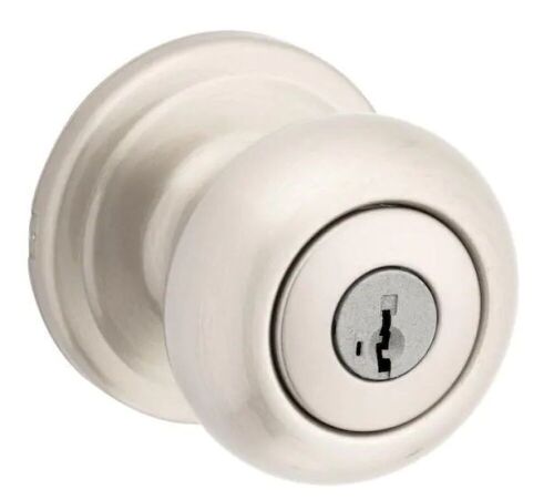 Kwikset Juno Satin Nickel Entry Door Knob Featuring SmartKey Security with Microban Antimicrobial Technology - Lot 950