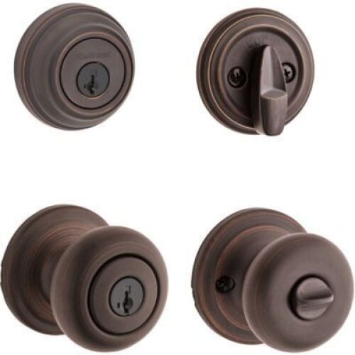 Kwikset Venetian Bronze SmartKey Single Cylinder Juno Entry Knob & Deadbolt Combo - Lot 841