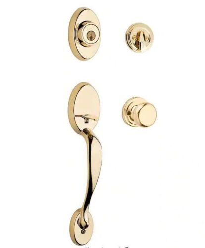 Kwikset Chelsea Lifetime Polished Brass Single Cylinder Door Handleset with Juno Door Knob Featuring SmartKey Security - Lot 464