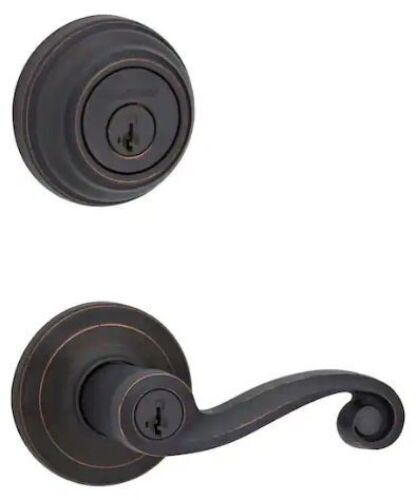 Lido Venetian Bronze Exterior Entry Door Handle and Single Cylinder Deadbolt - Lot 582