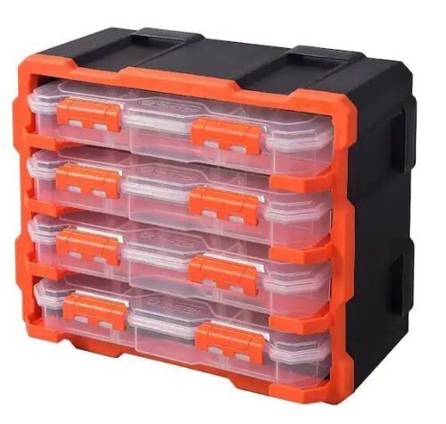TACTIX 52-Compartment Plastic Rack with 4 Small Parts Organizer - Lot 707