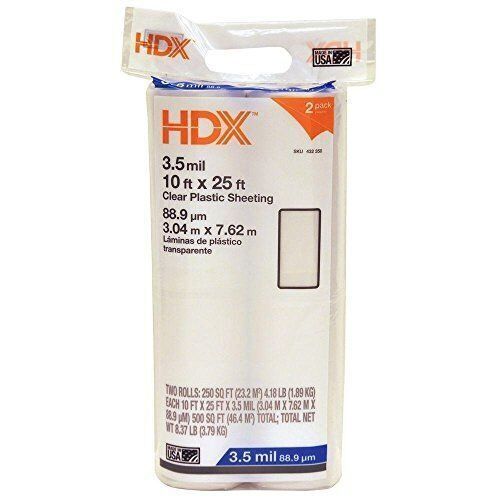 2-Pack 10'x25' Clear 3.5 Mil Plastic Sheeting - Lot 896