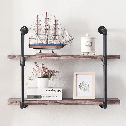 2-Shelf Rustic Pipe Shelving Unit - Lot 287