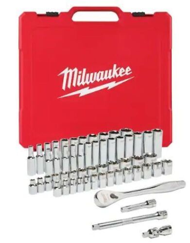56-Piece 3/8" Drive SAE/Metric Ratchet and Socket Mechanics Tool Set - Lot 337