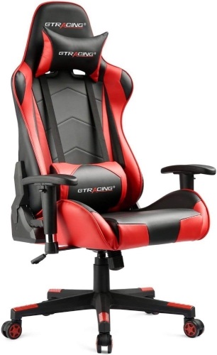 GTRACING Ergonomic Racing Style Office Chair, Height Adjustable Swivel Recliner with Headrest and Lumbar Pillow - Appears New  - Lot 96