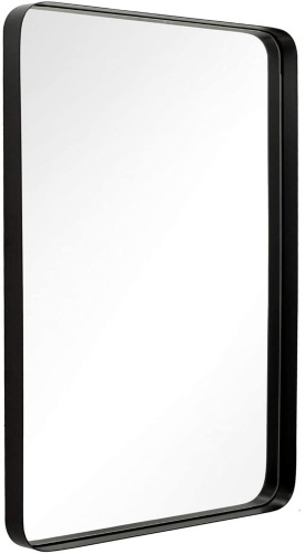 ANDY STAR 22" x 30’’ Contemporary Black Rectangular Mirror Stainless Steel Metal Frame Rounded Corner 2’’ Deep Set - Appears New  - Lot 912