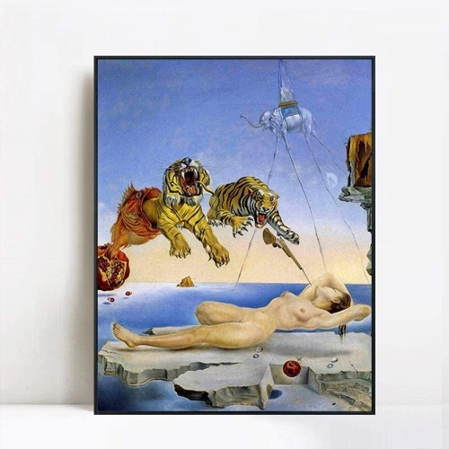 INVIN ART Dream Caused by The Flight of a Bee a Second Before Awakening by Salvador Dali Framed Canvas Giclee Print 24"x 32" - New  - Lot 699