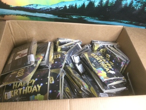 Lot of Stratton.l Happy Birthday Foil Balloon Banners with LED Lights - New - Lot 312