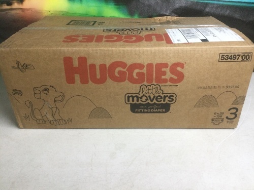 Huggies Little Movers Baby Diapers, Size 3, 156 ct - New/Unopened - Lot 1128