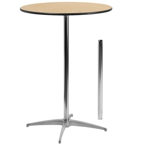 Flash Furniture Natural Round Adjustable Table, Wood with Black Metal Base - E-Comm Return, Appears New  - Lot 1164