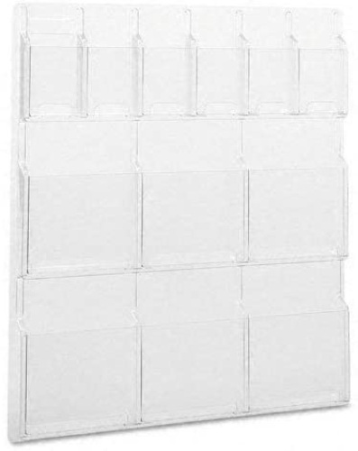 Safco Products 5606CL Reveal Literature Display, 6 Magazine and 6 Pamphlet Slots, Clear - Appears New  - Lot 1108