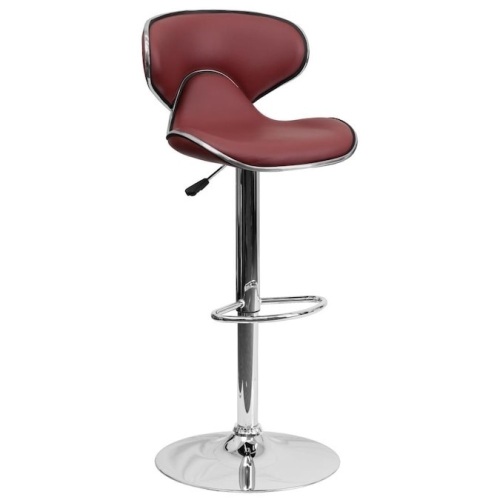 Flash Furniture Burgundy Adjustable Height Upholstered Swivel Bar Stool - New - Lot 593