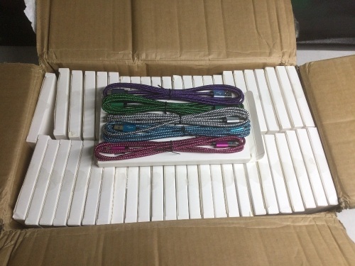 Case of (48) USB Type C Fast Charging Braided Cables, 5 Pack - New - Lot 825