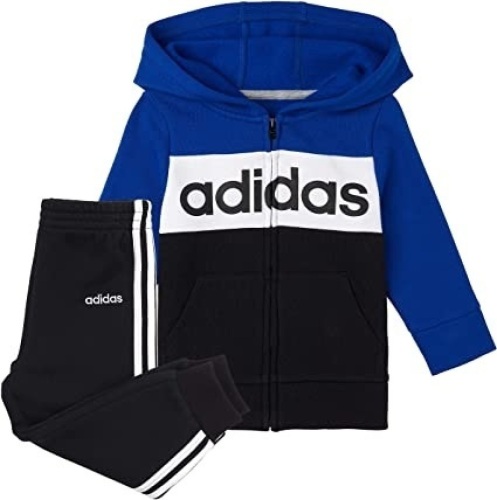 Adidas Boys Zip Front Hoodie & Sweatpants Set, Size 6 - New - Lot 849