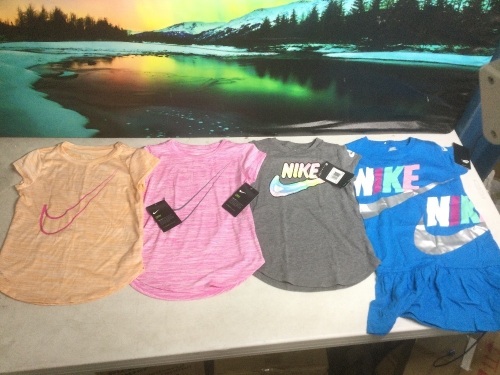 Lot of (3) Nike Girls T-Shirts, Size 6X & (1) Nike Laser Blue Girls Dress, Size 6 - New - Lot 553