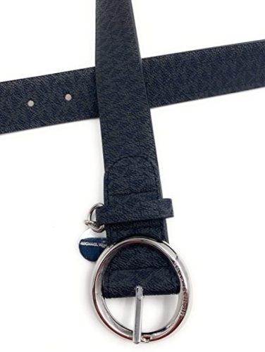 Michael Kors Black Belt with Round Silver Buckle - New - Lot 778
