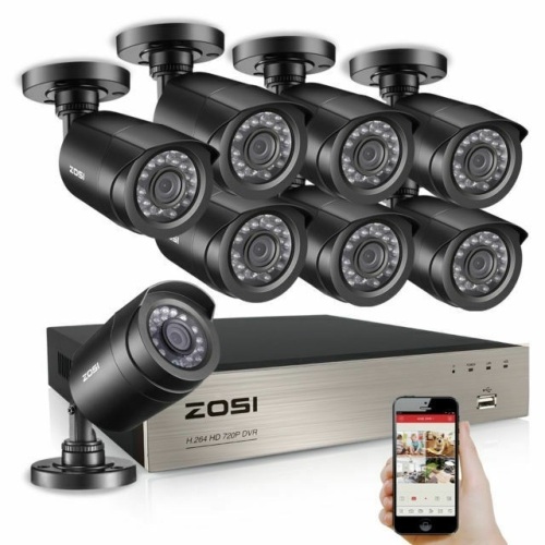 ZOSI 8ZN-106B8-00-US 1080p DVR 8 Channel Outdoor Home Surveillance Security System - Appears New  - Lot 73