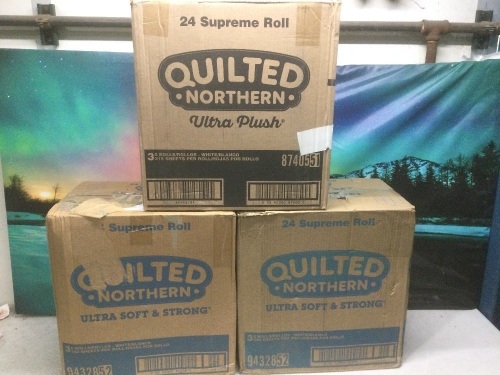 Lot of (3) Quilted Northern Toilet Paper, 24 Supreme Rolls - New - Lot 624