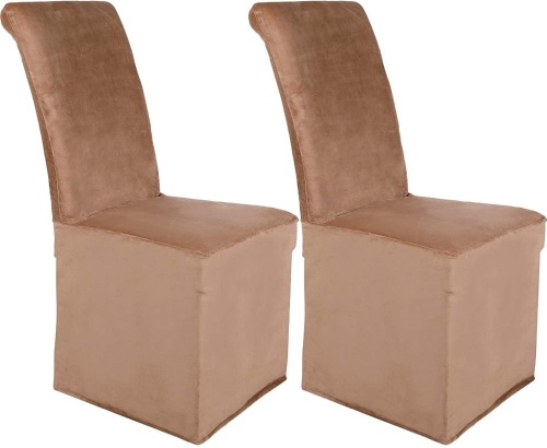 Lot of (15) Colorxy Velvet Stretch Dining Chair Slipcovers, Set of 4, Camel - New - Lot 946