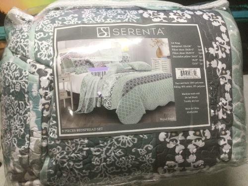 Serenta 9 Pc Royal Scroll Bedspread Set, Cal King - E-Comm Return  - Lot 875