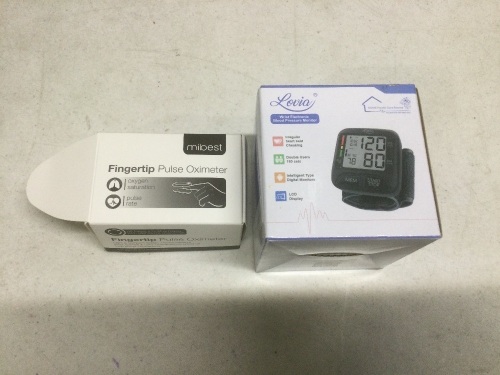 Mibest Fingertip Pulse Oximeter & Lovia Electronic Wrist Blood Pressure Monitor - Appear New - Lot 1093