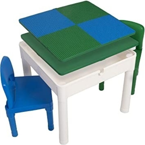 Play Platoon Kids 5 in 1 Water Table, Building Block Table, Craft Table and Sensory Table with Storage, Includes 2 Chairs and 25 Ex-Large Blocks - Appears New  - Lot 287