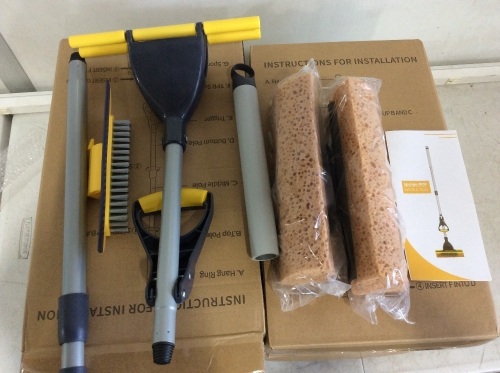 Lot of (6) Yocada Sponge Mops with 2 Sponge Heads, Squeegee and Telescopic Handle - Appear New - Lot 313