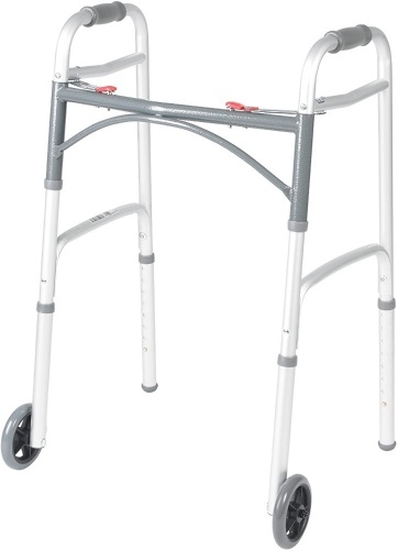 Drive Medical 10210-1 Deluxe Two Button Folding Walker with 5-Inch Wheels - Appears New   - Lot 525