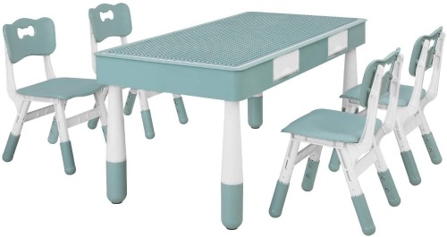 LAZY BUDDY Kids Table with Storage Drawer and 4 Height Adjustable Chairs - Appears New - Lot 1120