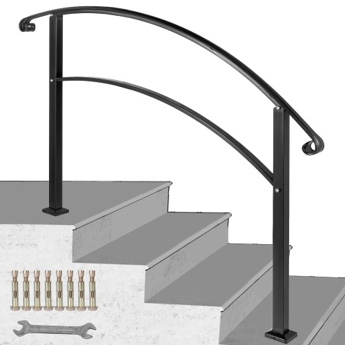 VEVOR 4-Step Adjustable Wrought Iron Handrail Fits 3 or 4 Steps - Appears New - Lot 266