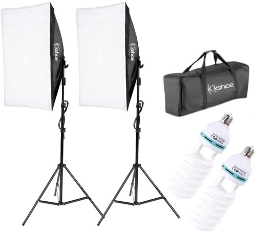 Kshioe Photography Studio 20" x 28" Softbox Lighting Kit with Bulb, Stand and Bag - Appears New - Lot 342